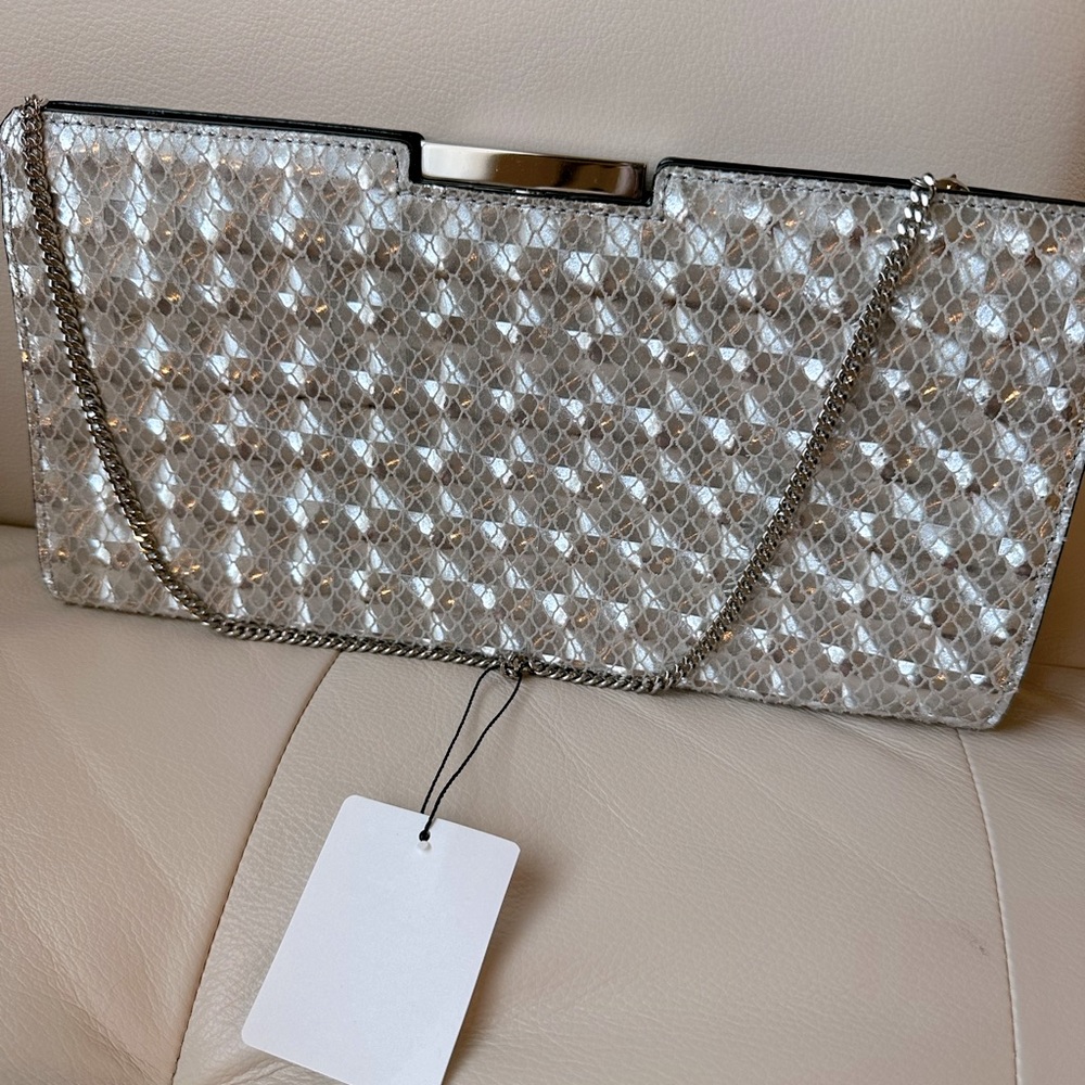 Milly Silver Embossed long Women's Evening bag